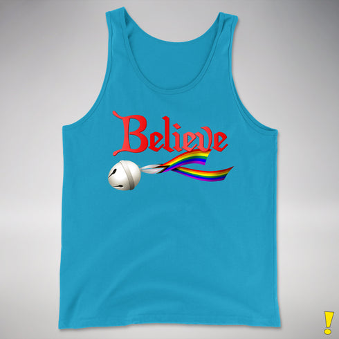 Believe Progress Pride LGBTQ Jingle Bell Premium Tank Top - Neon Blue